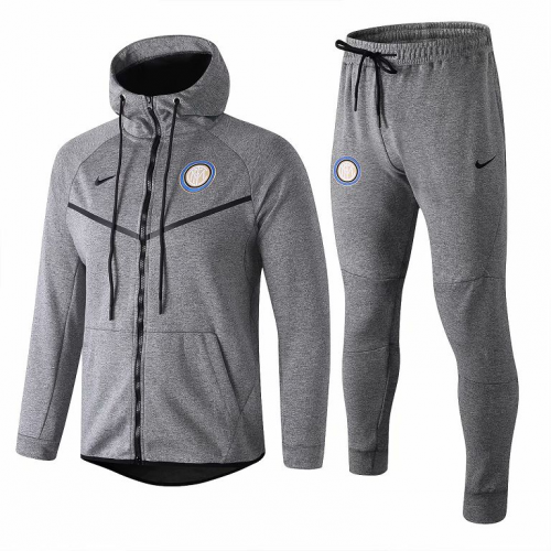 Inter Milan 18/19 Hoodie Jacket Top Tracksuit Grey With Pants